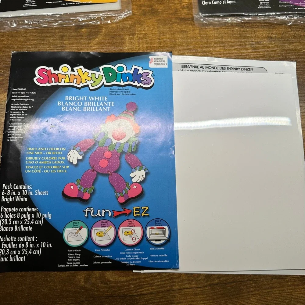 Shrinky Dinks Variety Pack‎ Ink Jet Crystal Clear Bright White Frosted 5 Sets